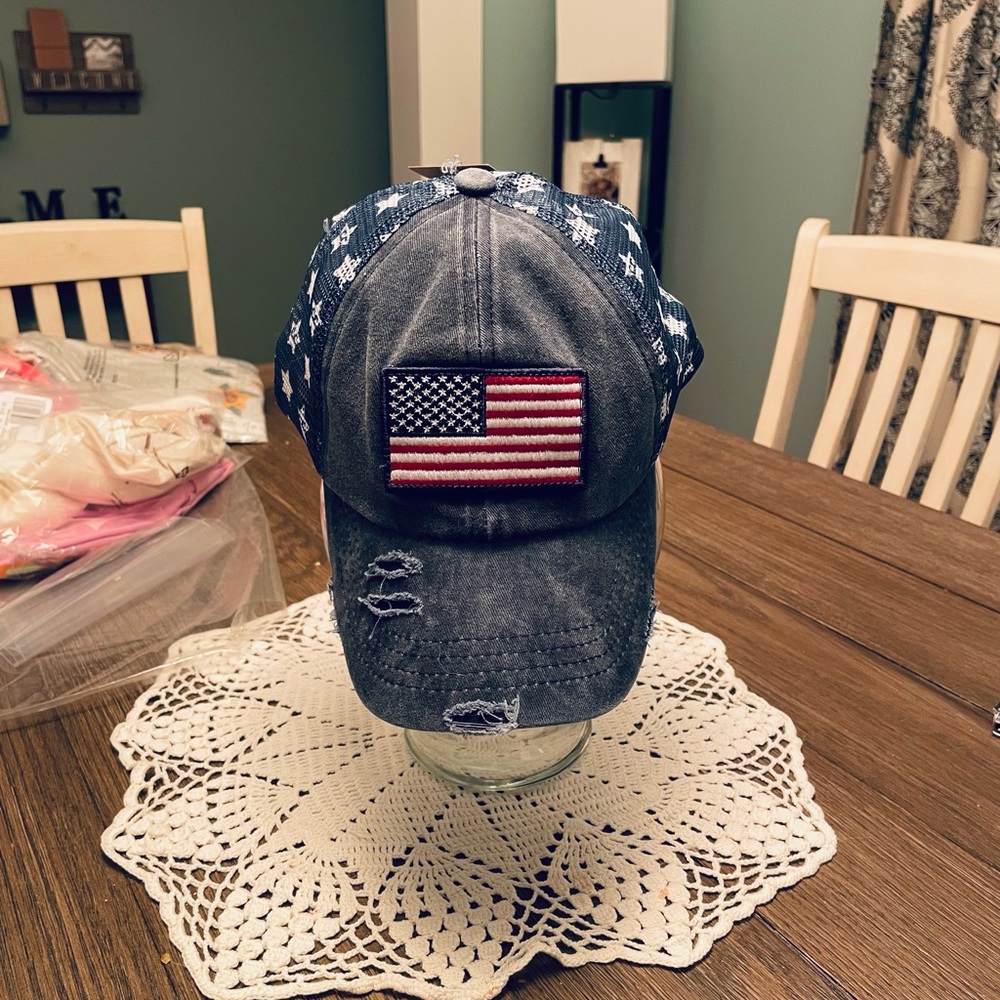 CC Distressed American Flag Star Ball Cap